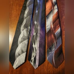 Pierre Cardin Men's Gray, Copper, and Purple With Black Silk Ties